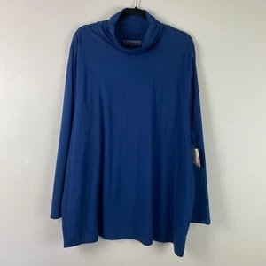 Catherines Suprema Collection Mock Neck T Shirt Size 2X Blue Long Sleeve Stretch - Picture 1 of 10