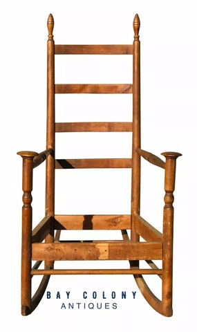 19TH C ANTIQUE NEW ENGLAND SHAKER BIRCH MUSHROOM ARM ROCKING CHAIR Cover
