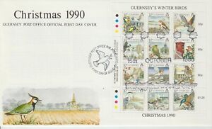 Guernsey 1990 Winter birds/Christmas miniature sheet First Day Cover