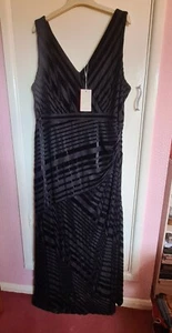 NWT MONSOON UK22 black devore velvet V neck lined sleeveless maxi dress RRP £99 - Picture 1 of 11