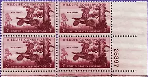 Scott 1077 MNH Plate Block of 4 Wildlife Conservation Wild Turkey stock photo - Picture 1 of 1