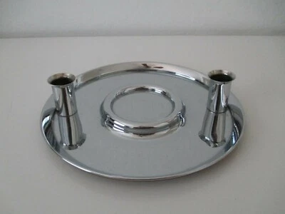 De colección Cromo Floral Porta Corona con Doble Candelabro Candelabro Vacaciones AZ50 Foto 1 de 4