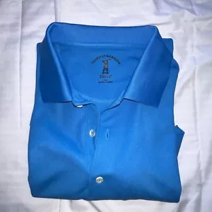 Camisa polo de golf Fairway & Greene Four Bridges Logo Tech azul para hombre talla M - Imagen 1 de 4
