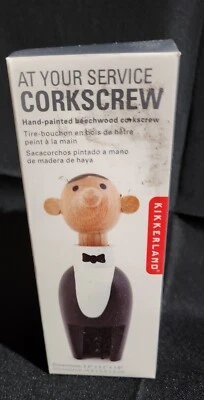 Sacacorchos Kikkerland a tu servicio pintado a mano mayordomo madera novedad   Foto 1 de 4