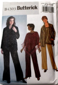 Butterick 4303 Women PLUS Poncho Top & Pants Sewing Pattern 26W-28W-30W-32W - Picture 1 of 2