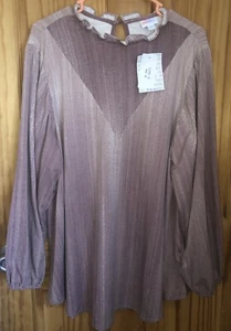 NEW LuLaRoe Women's Size Plus 2XL Clara Smock Blouse Top Mauve Ruffle Collar NWT - Picture 1 of 5