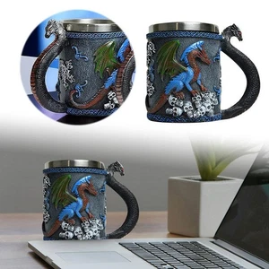 Mug With Base   304 Stainless Steel Handle  Gothic Resin Cup For Coffee Beer  - Picture 1 of 7