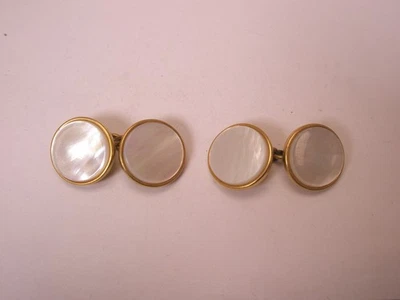 Gemelos victorianos vintage de doble cara con madreperla y tono dorado blanco d70 Foto 1 de 4