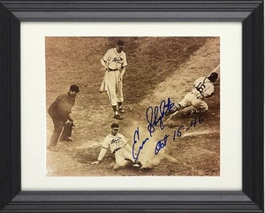 Enos Slaughter signed Cardinals MLB 8x10 Photo Mad Dash Oct 15, '46 Framed-COA - Picture 1 of 3
