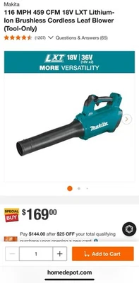 Soplador de iones de litio Makita XBU03 18V LXT (solo herramienta) Foto 1 de 4