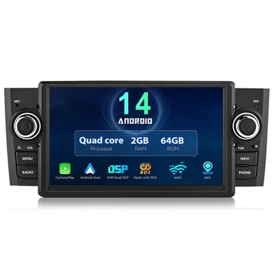 Autoradio 64GB WiFi Für Fiat Grande Punto Linea 2007-2012 Android 14 CarPlay GPS - Bild 1 von 4