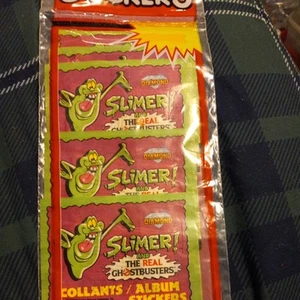 1988 Slimer Real Ghostbusters Vintage Trading Cards 5 Packs in 1 Rack Pack Ghost - Picture 1 of 2