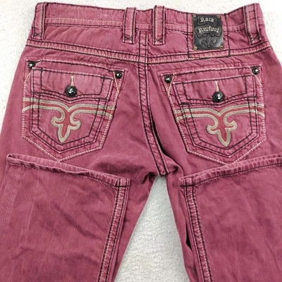 Jeans Rock & Revival Pierre Rectos Talla 36 Rojo Denim Embellecido Bordado Foto 1 de 4