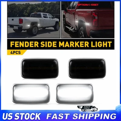For 2015-23 Chevrolet Silverado 2500HD 3500HD Smoked LED Marker Lights 4-40X - Image 1 of 4