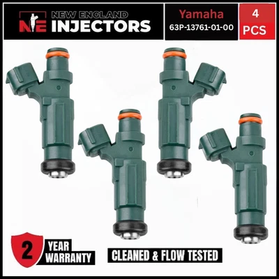 Оригинальный комплект из 4 топливных форсунок Yamaha 63P-13761-01-00 для 04-13 F150 LF150 восстановленный - Изображение 1 из 4