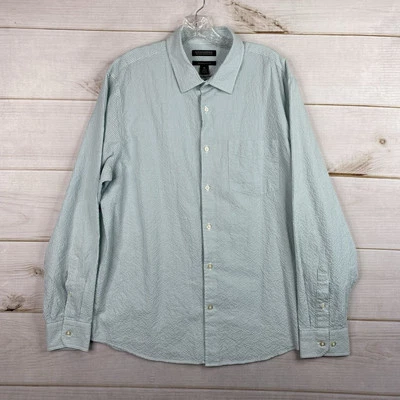 Camisa Banana Republic Para Hombres XL Verde Cuadros Seersucker Untucked Calce Ajustado Orgánica Foto 1 de 4