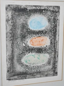 signed GIldo Bartocci 64/100 Textured Abstract Etching Print 1977 MCM Modern - Picture 1 of 13