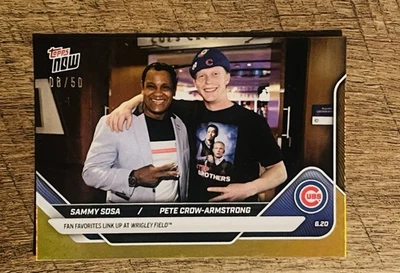 2025 Topps Now Pete Crow-Armstrong & Sammy Sosa #324 lámina de oro paralelo/50 Foto 1 de 2