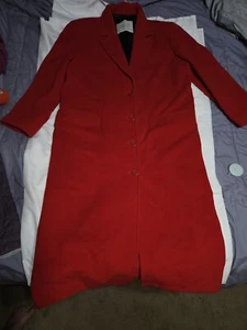 Women's United Colors Of Benetton Made In Italy Long Red Pea Coat Size 42 - Picture 1 of 10