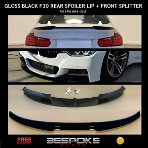 SPOILER TRASERO NEGRO BRILLANTE LABIO + SPLITTER DELANTERO FIT BMW 3 SERIE M SPORT F30 F31 - Imagen 1 de 23