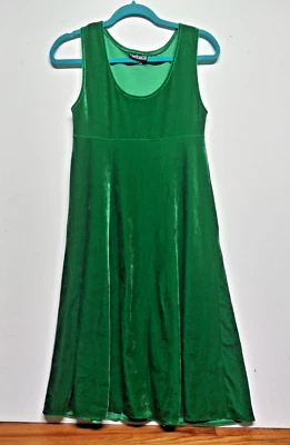 Vestido American Girl RARO HALLAZGO Terciopelo Verde L/XL Maxi Sin Mangas Formal Iglesia Foto 1 de 4
