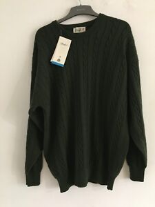 PRINGLE OF SCOTLAND WOOL GREEN CABLE JUMPER SIZE L BNWT