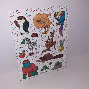 Vtg 80s 3M Stickers Post It 1989 WILD Animals Gorilla Zebra Penguin Porcupine - Picture 1 of 2