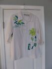 Sarah Bentley 3 4 Sleeve Collared Embellished Blouse White W Flowers Size Xl