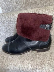 UGG S/N 1005674 Charlotte Damen Stiefeletten sehr guter Zustand Fellmanschette Freizeit Leder UK7,5 - Bild 1 von 9