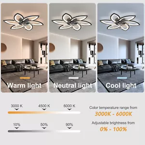 Modern Low Profile Ceiling Fan,Dimmable LED Ceiling Light Fixture,for Bedroom - Picture 1 of 8