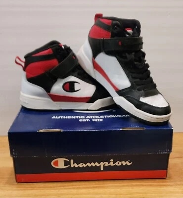 Champion Arena Power Hi Top Leather Sneakers Red White Black Boys Youth 6.5Y - Image 1 of 4