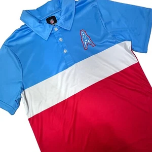 FOCO NFL Houston Oilers Retro Colorblock Polo Shirt Mens Small Blue/Red EUC - Picture 1 of 7