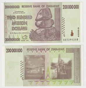ZIMBABWE 200 MILLION DOLLARS, 2008, P-81, AA PREFIX XF BANK NOTE - Picture 1 of 1