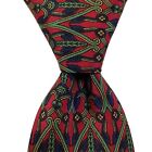 MARIO VALENTINO Men's Silk Necktie ITALY Designer Geometric Red/Green/Blue EUC