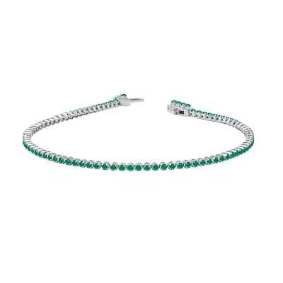 Certified 1 Ct AAA Natural Emerald Women's 10K White Gold Tennis Bracelet 7" Foto 1 de 4