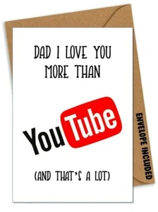 Funny Youtube CHRISTMAS Father's Day / Birthday Card Dad Daddy Stepdad Uncle /LV - Picture 1 of 1