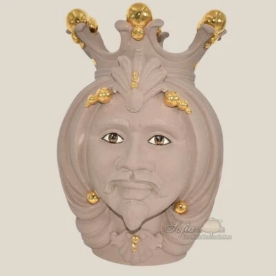 Moors kopf Männchen Keramisch Caltagirone Vase Mit Gold Zecchino Blumentopf - Bild 1 von 4