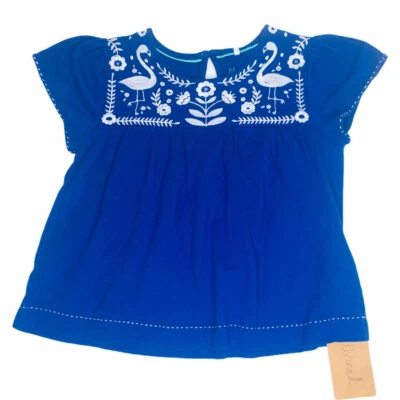 G05-Boden, 5/6Y, s/s 棉刺绣衬衫 (蓝色/白色 西班牙语) — 第 1/2 张图片