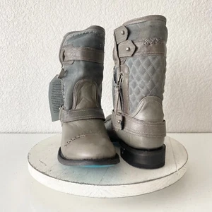 NEW Lane DUSTOFF Moto Boots Womens Size 7.5 Gray Leather Western Cowboy Casual - Picture 1 of 11
