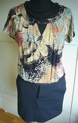 🌟see U soon🧡tolles 2-teiliges Kleid, Grafik-Print Buse +schwarzer Rock GrS - Bild 1 von 4