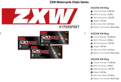 Kawasaki Z900/RS/Cafe 2017-2024 RK Racing ZXW 120L 520 Conv XW-Ring Gold Chain - Image 1 of 4