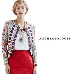 NEW Anthropologie Isani Quilted Embroidered Printed Blazer Size 4 - Picture 1 of 12