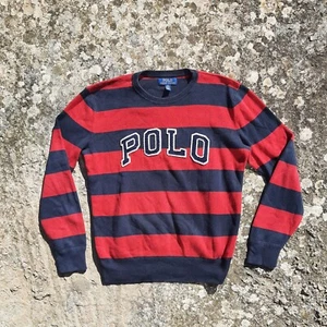 POLO RALPH LAUREN Boys Crew Neck Jumper Sweater SIZE L 12-16 Years Red And Navy - Picture 1 of 13