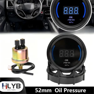 2" 52MM DIGITAL BLUE LED 0-10KPA OIL PRESSURE GAUGE PRESS METER W/ SENSOR 1/8NPT - Picture 1 of 13