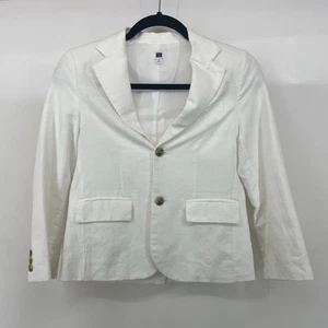 JANIE AND JACK Size 8 Jacket 100% Linen White Lightweight Blazer Two Button Kids - Picture 1 of 5