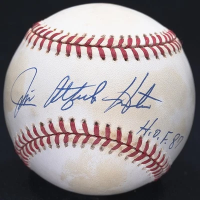 Jim Catfish Hunter HOF 87 Signed Official American League Baseball JSA COA - Image 1 of 4