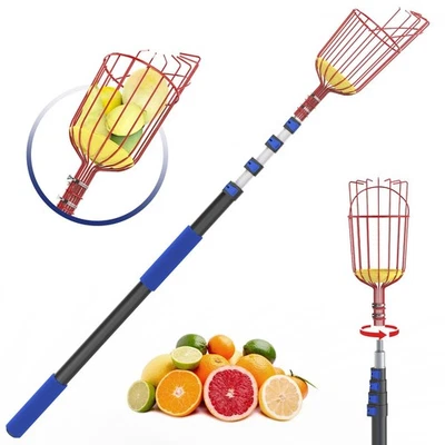 Recogedor de frutas de alcance de 26 pies, recogedor de frutas telescópico de aluminio resistente de 5-20 pies E... Foto 1 de 4
