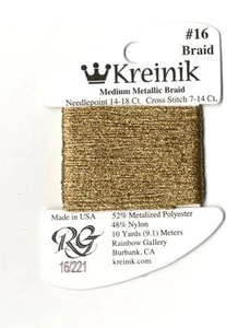 Hilo metálico Kreinik - 11 yardas de trenza #221 oro antiguo M #16 - #B415 - Imagen 1 de 2