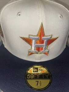 7 1/2 Houston Astros Off White/navy Opening Day Gray Undervisor Fitted Hat - Picture 1 of 5