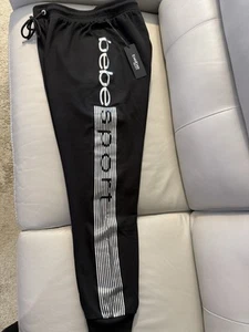 BEBE Sport Women’s Cotton Blend Elastic Waist Drawstring Jogger Track Pants Sz X - Picture 1 of 5